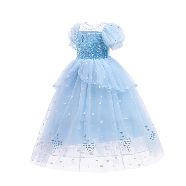 Đầm công chúa Elsa cho bé gái 3-9 tuổi màu xanh dương