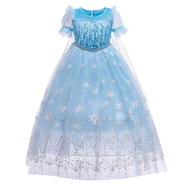 Váy elsa tà dài cho bé gái 3-10 tuổi - Mẫu màu xanh mới nhất Frozen 2