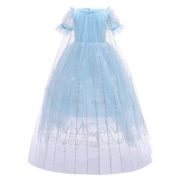 Váy elsa tà dài cho bé gái 3-10 tuổi - Mẫu màu xanh mới nhất Frozen 2