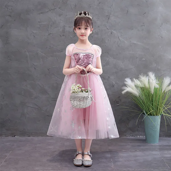 Váy elsa màu hồng siêu xinh cho bé - EV13