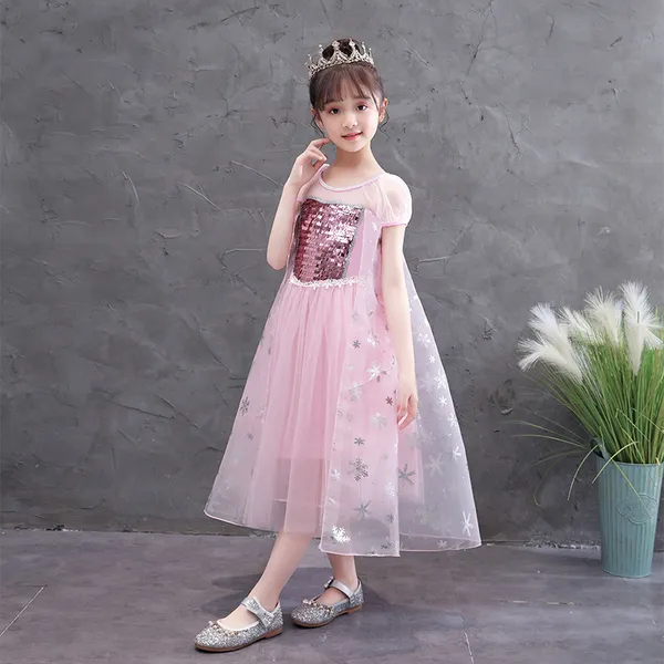 Váy elsa màu hồng siêu xinh cho bé - EV13