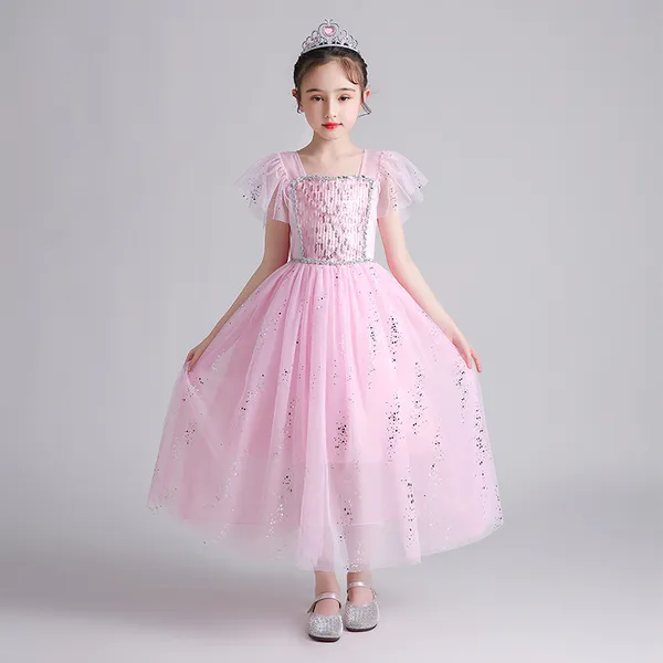 Đầm Elsa màu hồng - tà dài - mẫu mới 2022 siêu hot cho bé gái 3-9 tuổi