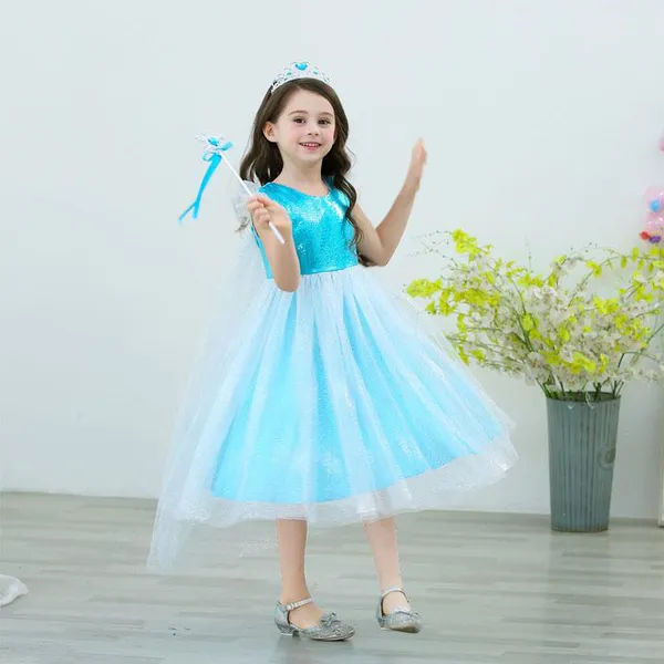 Váy elsa màu xanh mẫu mới nhất siêu lung linh EV14