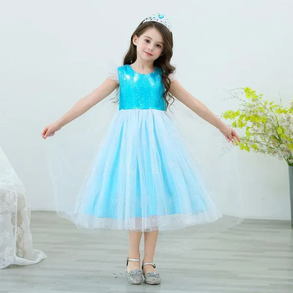 Váy elsa màu xanh mẫu mới nhất siêu lung linh EV14