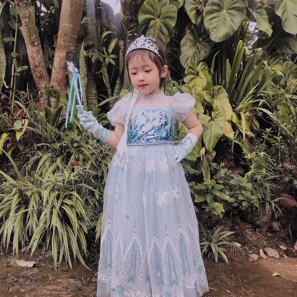 Váy công chúa Elsa màu xanh cho bé gái 3-10 tuổi (Frozen 2)