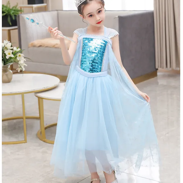 Đầm elsa tà dài màu xanh ngọc mẫu mới cao cấp 2020