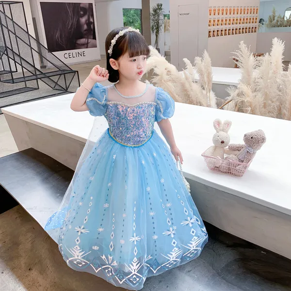 Đầm công chúa bé gái Elsa kèm tà dài siêu xinh 