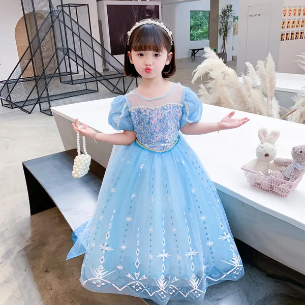 Đầm công chúa bé gái Elsa kèm tà dài siêu xinh 
