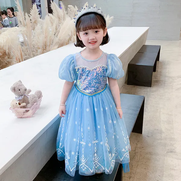 Đầm công chúa bé gái Elsa kèm tà dài siêu xinh 