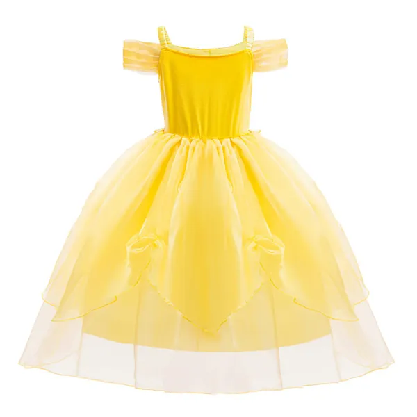 Đầm công chúa Belle Người đẹp và quái vật màu vàng bồng bềnh cho bé 3-8 tuổi