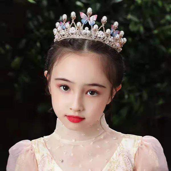 Vương miện ngọc trai cánh bướm công chúa cho bé gái dễ thương