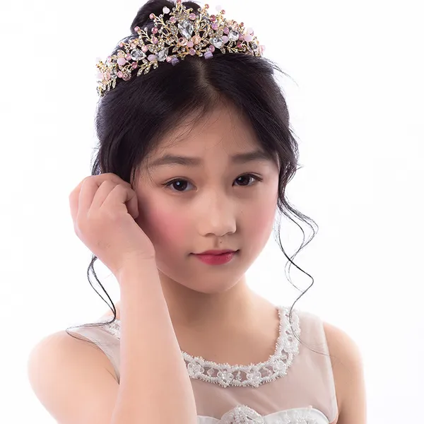 Vương miện công chúa đính đá màu hồng siêu dễ thương cho bé