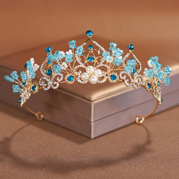 Váy công chúa Elsa Frozen Castle Edge thêu tay áo phồng màu xanh