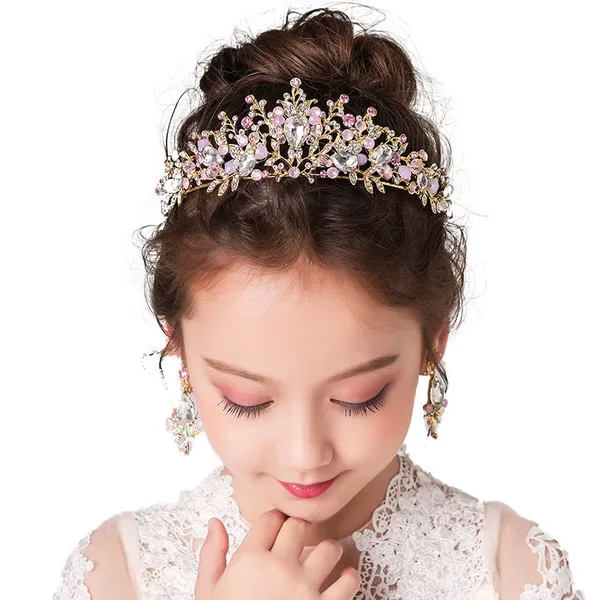 Vương miện công chúa đính đá màu hồng siêu dễ thương cho bé