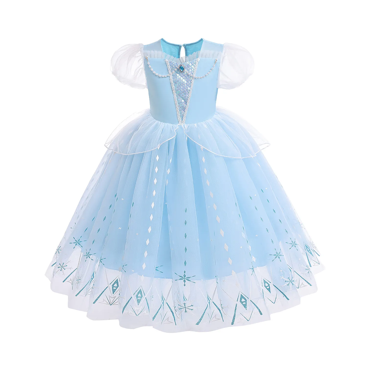 Lilan hoa thêu màu xanh nhạt cô gái công chúa váy hoa cô gái fluffy váy đầm  trẻ em váy cưới mùa hè - Váy trẻ em 🆘 Kho Hàng Tàu |