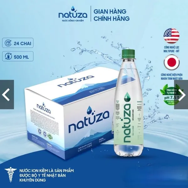 Nước kiềm Natuza PH 7.5 - 500ml combo mua 4thùng tặng 1 thùng