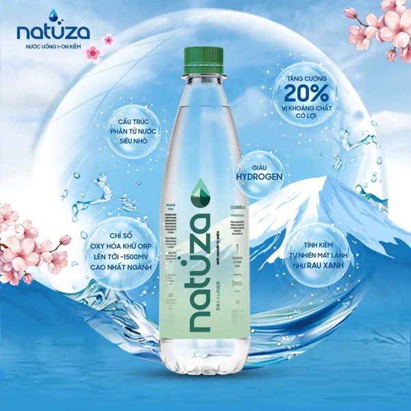 Nước kiềm Natuza PH 7.5 - 500ml combo mua 4thùng tặng 1 thùng