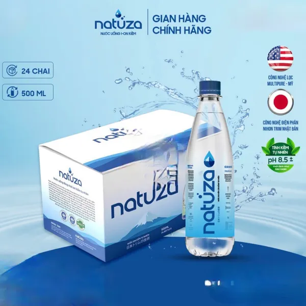Nước kiềm Natuza PH 8.5 - 500ml combo mua 4 thùng tặng 1 thùng