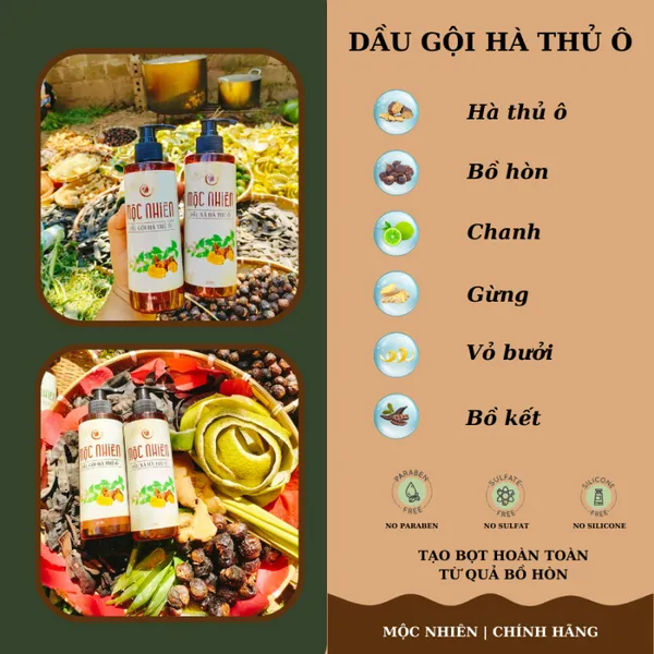 COMBO DẦU GỘI  XẢ THẢO DƯỢC  HÀ THỦ Ô MỘC NHIÊN
