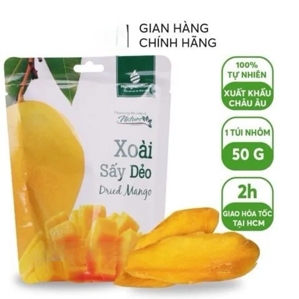 XOÀI SẤY DẺO NONGLAMFOOD TÚI 50G