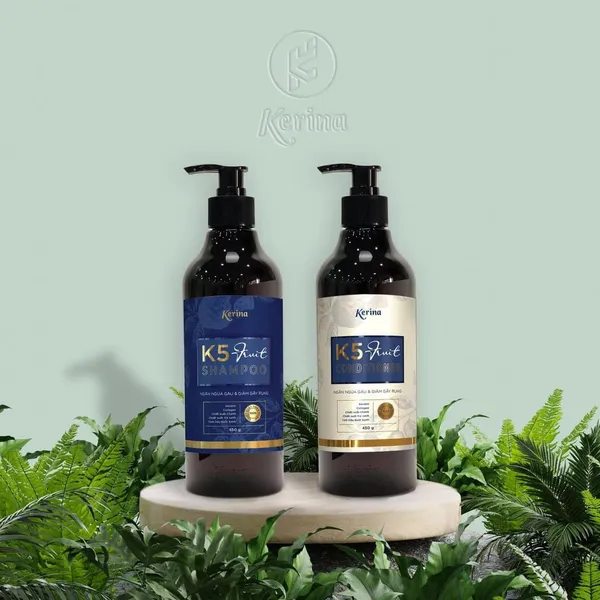 Combo 2 chai Dầu gội và Dầu xả Kerina K5 Fruit Ngăn ngừa gàu và Giảm gãy rụng