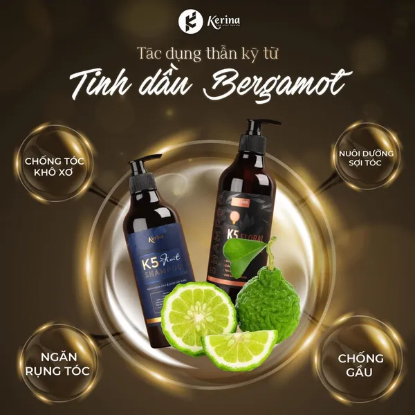 Combo 2 chai Dầu gội và Dầu xả Kerina K5 Fruit Ngăn ngừa gàu và Giảm gãy rụng