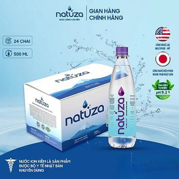 Nước kiềm Natuza PH 9.2 - 500ml combo mua 3 thùng tặng 1 thùng