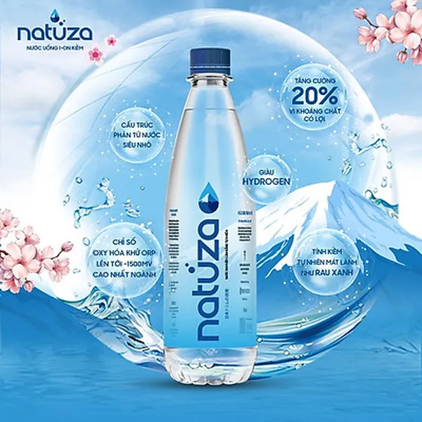 Nước đóng chai ion kiềm cân bằng tự nhiên Natuza pH 8,5 : 160000 - 216000