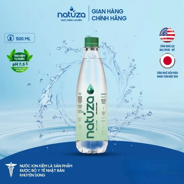 Nước đóng chai ion kiềm tự nhiên Natuza pH 7,5