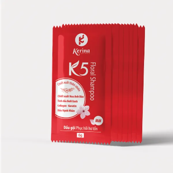 Dây 12 gói dầu gội Thiên nhiên Kerina K5 Floral Phục hồi Hư tổn 6g