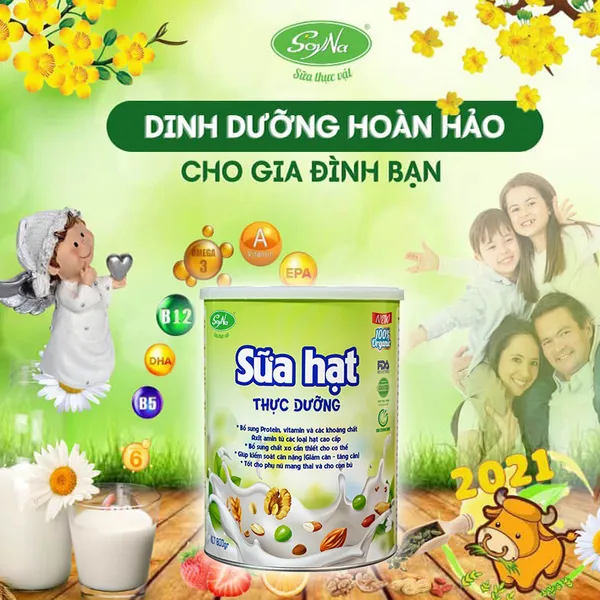 Sữa Hạt Thực Dưỡng Dinh Dưỡng Tinh Hoa Từ Hạt SoyNa 800g chính hãng tặng kèm 1lon cafe sữa hạt coffeeNutri(Vị King hoặc Vị Queen) 300gram trị giá 255k