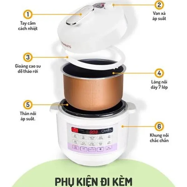 Nồi cơm áp suất 5L Masuto MSPC05 - 10 chức năng nấu