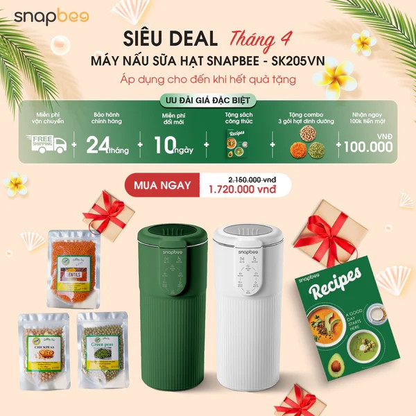 Máy làm sữa hạt mini SnapBee - Sản phẩm cao cấp, Nhỏ gọn, Đa năng, Không gây ồn