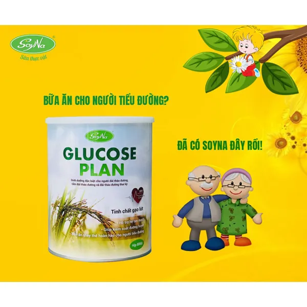 Sữa Glucose Plan SoyNa tinh chất gạo lứt dành cho người tiểu đường hộp 800g khuyến mại 1 hộp sữa mầm/ sữa hạt 300g