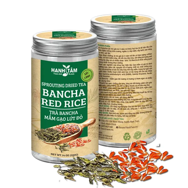 Trà Bancha, mầm gạo lứt đỏ rang