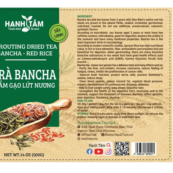 Trà Bancha, mầm gạo lứt đỏ rang