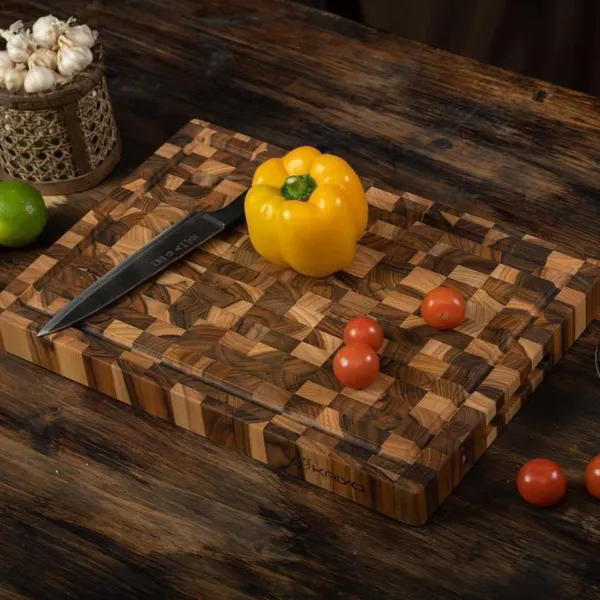 Thớt thái chữ nhật gỗ đầu cây Teak  Kaiyo 