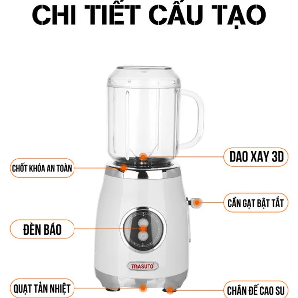 Combo Máy xay sinh tố Masuto Blender công nghệ Nhật Bản - BL399B (Bộ 2 cối)
