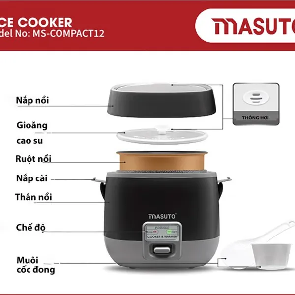 Nồi cơm điện Mini Masuto MS- Compact12
