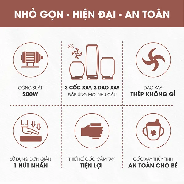 Máy xay ăn dặm 2 đầu ( 3 cối thủy tinh) Masuto MS-Baby23