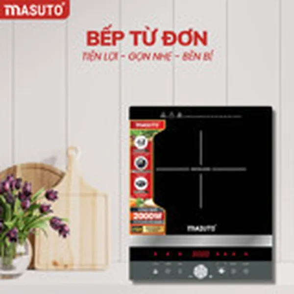 Bếp từ đơn Masuto MS-ID2000 (tặng 1 bộ nồi Inox kèm nắp kính 30cm)