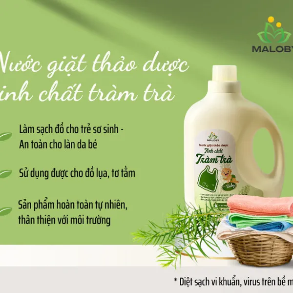 NƯỚC GIẶT THẢO DƯỢC CHO BÉ TINH CHẤT TRÀM TRÀ MALOBY