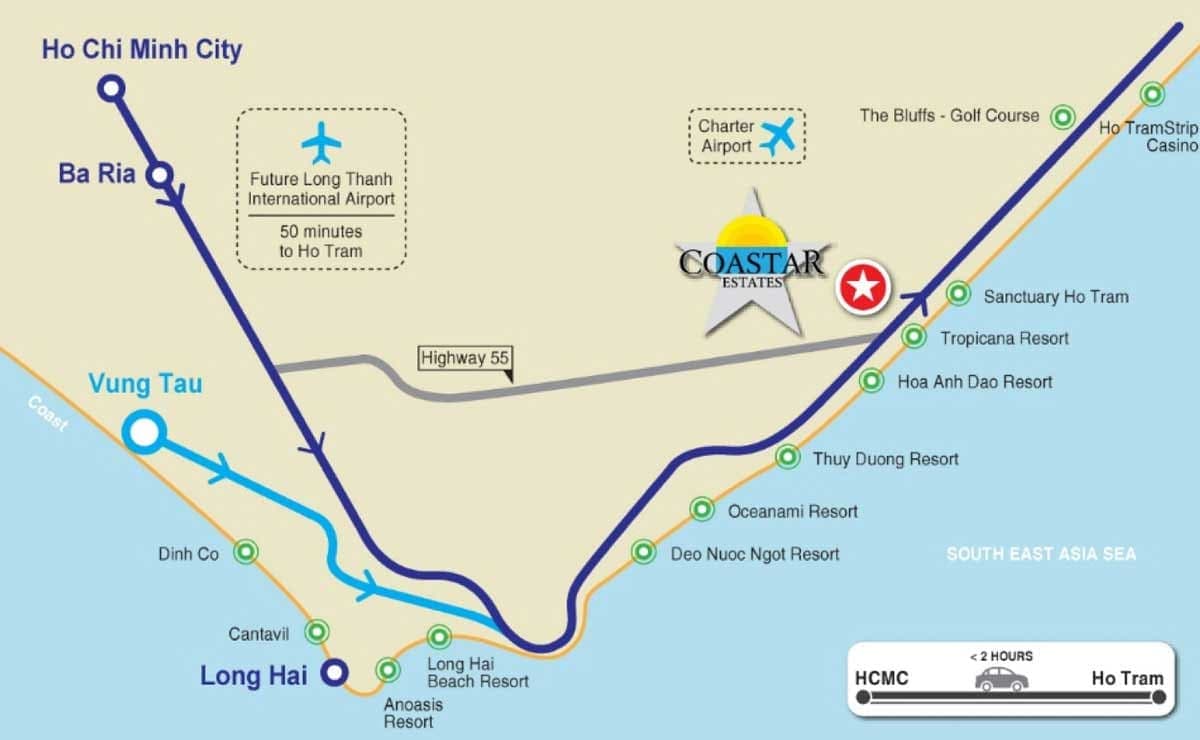 Coastar resort có vị trí đắc địa tại biển Hồ Tràm Coastar resort có vị trí đắc địa tại biển Hồ Tràm