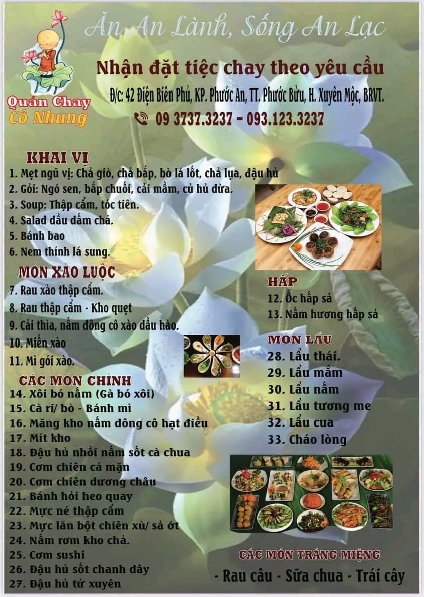đồ chay Hồ Tràm QUÁN CÔ NHUNG đồ chay Hồ Tràm QUÁN CÔ NHUNG
