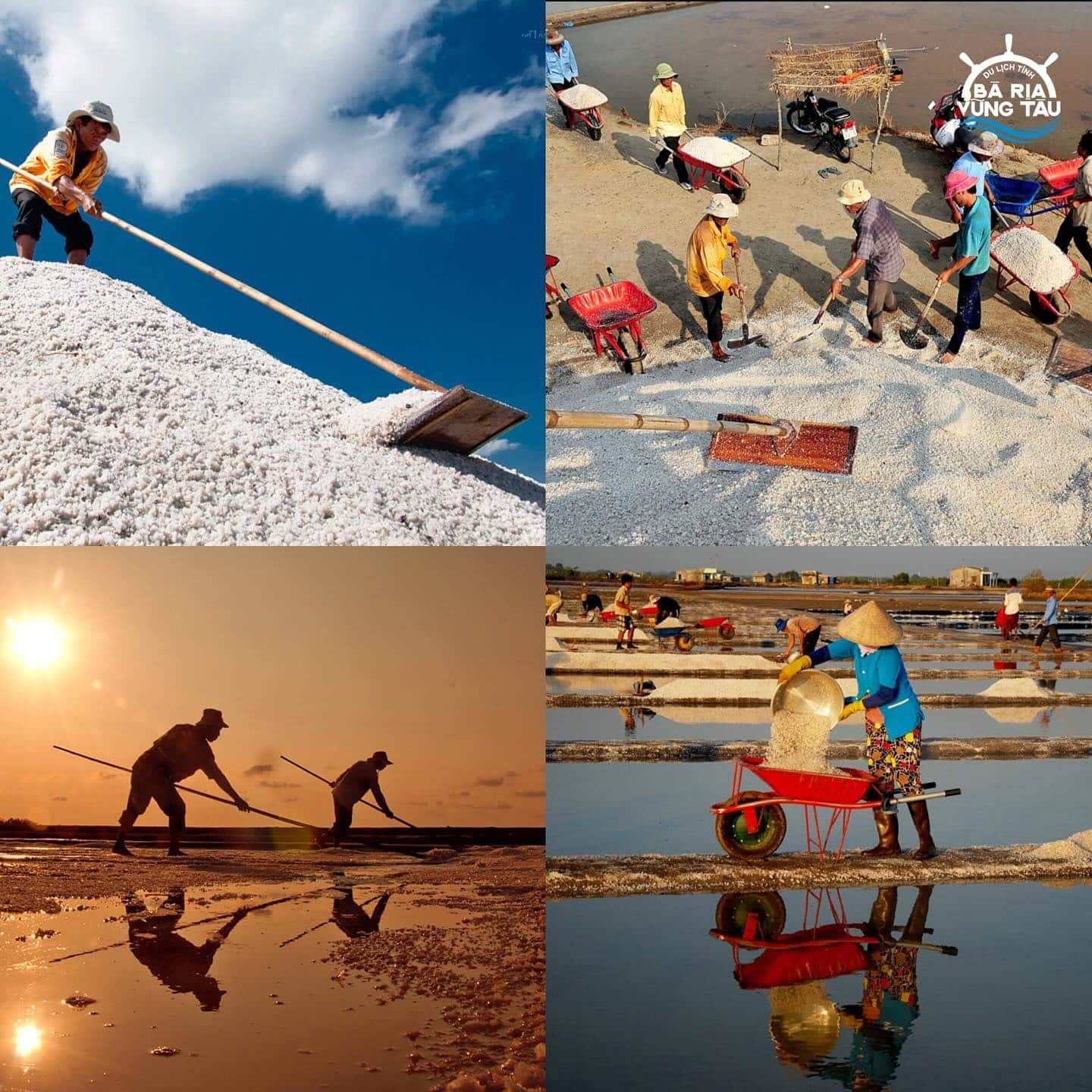 Mùa thu hoạch muối tại làng nghề làm muối ở Long Hải Mùa thu hoạch muối tại làng nghề làm muối ở Long Hải