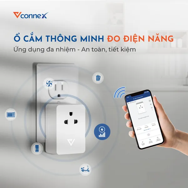 Ổ cắm điện thông minh đo điện năng tiêu thụ Vconnex