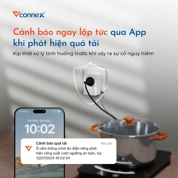 Ổ cắm điện thông minh đo điện năng tiêu thụ Vconnex