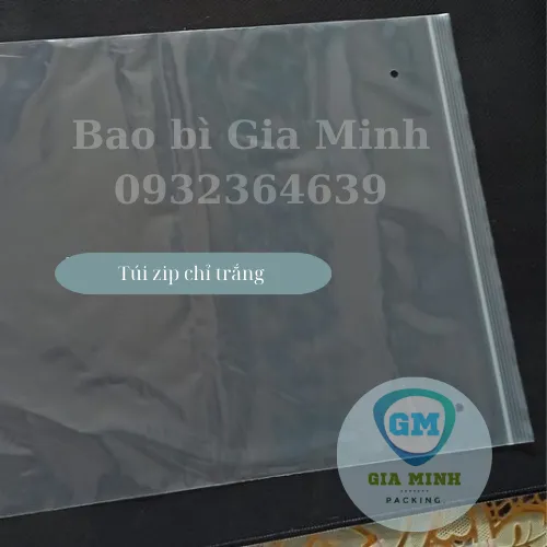 Túi zipper bấm chỉ trắng