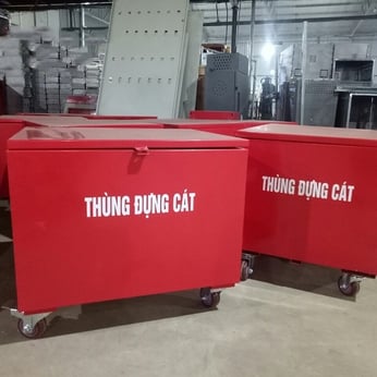 Thùng đựng cát có nắp đậy có bánh xe 1000x1000x1000 Tole 1ly