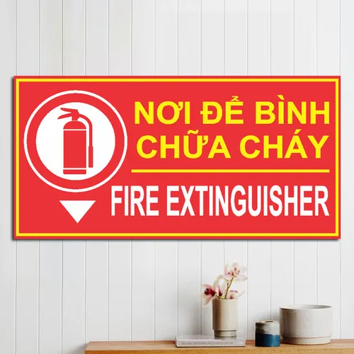Bảng chỉ dẫn nơi để bình chữa cháy bằng Mica 15x30cm